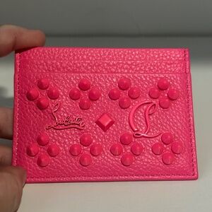 Christian Louboutin Card Holder Grained Calf Leather with Spikes